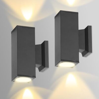 Aigostar Applique Murale Rectangle Intérieur et Extérieur, Lampe Murale Éclairage Haut et Bas, Douille GU10, Etanchéité IP65 pour Patios, Jardins, Couloirs, Porches, Ampoule non Incluse(Pack de 2) Aigostar Applique Murale Rectangle Intérieur et Extérieur, Lampe Murale Éclairage Haut et Bas, Douille GU10, Etanchéité IP65 pour Patios, Jardins, Couloirs, Porches, Ampoule non Incluse(Pack de 2)