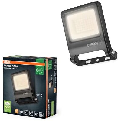OSRAM Projecteur LED ENDURA FLOOD PC 30W, blanc chaud 3000K, 3000 lumens, projecteur IP65 respectueux de l'environnement, angle de faisceau 110°, 100 lm/W, gris OSRAM Projecteur LED ENDURA FLOOD PC 30W, blanc chaud 3000K, 3000 lumens, projecteur IP65 respectueux de l'environnement, angle de faisceau 110°, 100 lm/W, gris