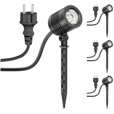 ledscom.de 4x Petit projecteur de jardin LED avec piquet de terre TARL pour l'extérieur, IP65, fiche, noir, 4,3 W, 340lm, blanc chaud ledscom.de 4x Petit projecteur de jardin LED avec piquet de terre TARL pour l'extérieur, IP65, fiche, noir, 4,3 W, 340lm, blanc chaud