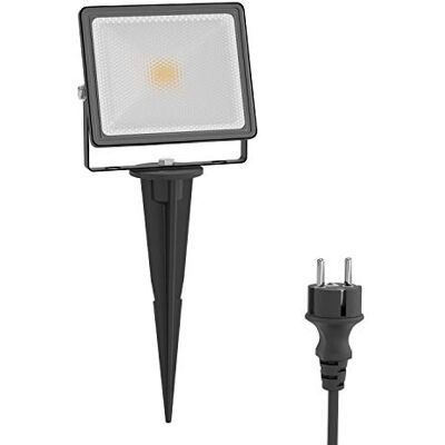 ledscom.de Projecteur de jardin LED FLIN avec piquet de terre & prise pour l'extérieur, projecteur, noir, IP66 étanche, 10,93W 837lm blanc chaud ledscom.de Projecteur de jardin LED FLIN avec piquet de terre & prise pour l'extérieur, projecteur, noir, IP66 étanche, 10,93W 837lm blanc chaud