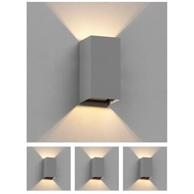 ledscom.de 4x Applique murale CUBEL pour l'extérieur, IP65, up/downlight, gris mat, angulaire, 1x G9 max. 10W ledscom.de 4x Applique murale CUBEL pour l'extérieur, IP65, up/downlight, gris mat, angulaire, 1x G9 max. 10W