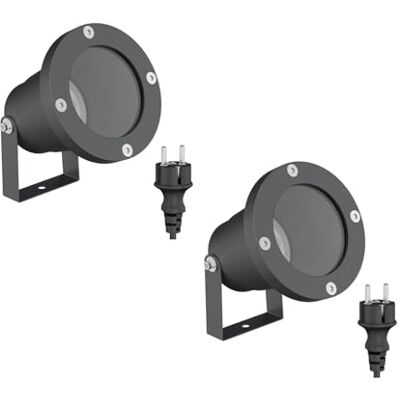 ledscom.de 2 projecteurs de jardin DUK pour l'extérieur, IP65, prise, anthracite, 1 douille GU10 max. 15 W ledscom.de 2 projecteurs de jardin DUK pour l'extérieur, IP65, prise, anthracite, 1 douille GU10 max. 15 W