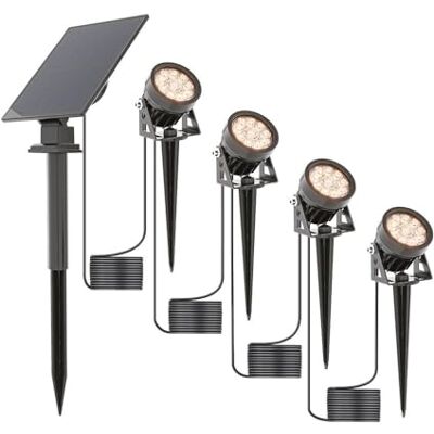 HOFTRONIC Troy Lot de 4 spots solaires de jardin Panneau solaire séparé Étanchéité IP65 HOFTRONIC Troy Lot de 4 spots solaires de jardin Panneau solaire séparé Étanchéité IP65