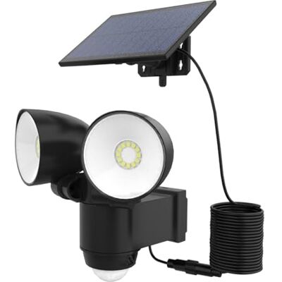 Lumisky Projecteur solaire deux têtes orientables éclairage puissant panneau solaire déporté LED blanc WALEE BLACK avec détecteur de mouvement H15,4cm Lumisky Projecteur solaire deux têtes orientables éclairage puissant panneau solaire déporté LED blanc WALEE BLACK avec détecteur de mouvement H15,4cm