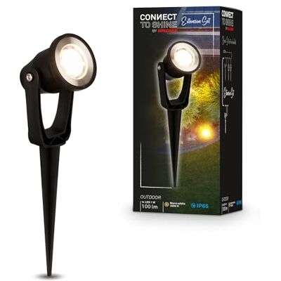 Briloner Système Connect to Shine 12V, spot LED avec piquet de terre, kit extension, IP65, lumière blanc chaud, éclairage de jardin, 22,5x6x5,5 cm, noir Briloner Système Connect to Shine 12V, spot LED avec piquet de terre, kit extension, IP65, lumière blanc chaud, éclairage de jardin, 22,5x6x5,5 cm, noir