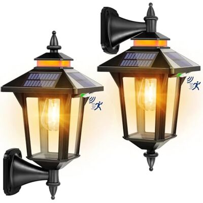 COLBOR Lampadaires solaires extérieurs, lumière solaire extérieure avec capteur de mouvement, 2 200 mAh, spot décoratif 3 modes IP65 imperméable 2 pièces pour garage, jardin, cour, lampadaire COLBOR Lampadaires solaires extérieurs, lumière solaire extérieure avec capteur de mouvement, 2 200 mAh, spot décoratif 3 modes IP65 imperméable 2 pièces pour garage, jardin, cour, lampadaire