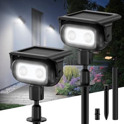 Smiling Shark Lampe Solaire Exterieur, Réglable Spot Solaire Extérieur Jardin Détecteur de Mouvement 4 Modes & 2 Montage Étanche IP65 LED Exterieur Solaire Jardin pour Allée Chemin, Blanc Froid 2 Smiling Shark Lampe Solaire Exterieur, Réglable Spot Solaire Extérieur Jardin Détecteur de Mouvement 4 Modes & 2 Montage Étanche IP65 LED Exterieur Solaire Jardin pour Allée Chemin, Blanc Froid 2