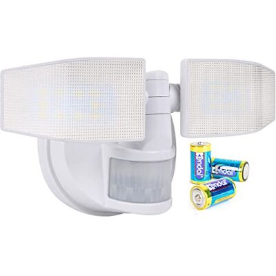 Northpoint Projecteur LED à piles avec détecteur de mouvement réglable et orientable 400 lm Protection contre les projections d'eau 5000 K Blanc froid Avec 3 piles C (blanc) Northpoint Projecteur LED à piles avec détecteur de mouvement réglable et orientable 400 lm Protection contre les projections d'eau 5000 K Blanc froid Avec 3 piles C (blanc)