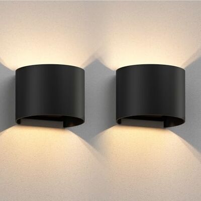 ledscom.de 2x Applique RUNEL pour l'extérieur, IP65, Up-/Downlight, noir mat, ronde, 1x G9 max. 10W ledscom.de 2x Applique RUNEL pour l'extérieur, IP65, Up-/Downlight, noir mat, ronde, 1x G9 max. 10W