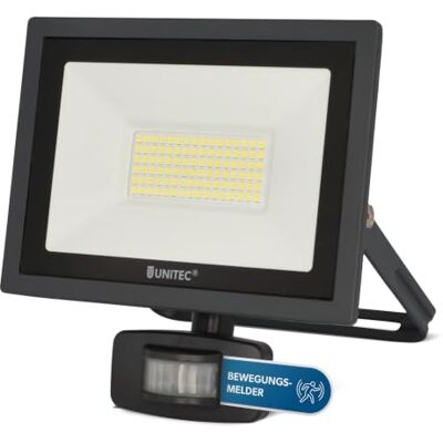 Unitec Projecteur LED de jardin avec détecteur de mouvement infrarouge à 180° pour extérieur, 50 W, 4000 lumens, 6500 K, blanc Unitec Projecteur LED de jardin avec détecteur de mouvement infrarouge à 180° pour extérieur, 50 W, 4000 lumens, 6500 K, blanc