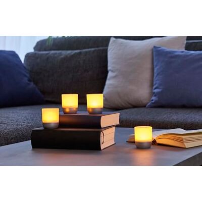 Northpoint Lot de 4 lampes de salon LED sans fil avec capteur tactile pour l'intérieur et l'extérieur Effet scintillant RGBW Argenté mat Northpoint Lot de 4 lampes de salon LED sans fil avec capteur tactile pour l'intérieur et l'extérieur Effet scintillant RGBW Argenté mat