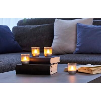 Northpoint Lot de 4 lampes de salon LED sans fil avec capteur tactile pour l'intérieur et l'extérieur Effet scintillant RGBW Transparent et argenté Northpoint Lot de 4 lampes de salon LED sans fil avec capteur tactile pour l'intérieur et l'extérieur Effet scintillant RGBW Transparent et argenté
