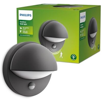 Philips June Buitenwandlamp, IP44 Weerbestendig, Infrarood Bewegingssensor, Duurzaam, Aluminium, Modern Design, Antraciet Grijs, E27-fitting, LED-Lamp Apart Verkrijgbaar Philips June Buitenwandlamp, IP44 Weerbestendig, Infrarood Bewegingssensor, Duurzaam, Aluminium, Modern Design, Antraciet Grijs, E27-fitting, LED-Lamp Apart Verkrijgbaar