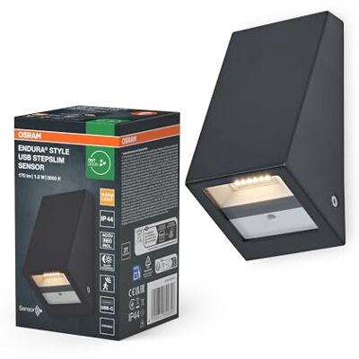 OSRAM ENDURA Style USB Wall Step Slim Capteur IP44 Gris foncé OSRAM ENDURA Style USB Wall Step Slim Capteur IP44 Gris foncé