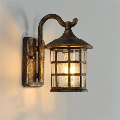 ZenithBeam Applique murale extérieure, lanterne d'extérieur en aluminium et verre, lampe étanche, applique murale de jardin rétro, décoration rustique E27, lumières extérieures pour maison, porte, garage, porche ZenithBeam Applique murale extérieure, lanterne d'extérieur en aluminium et verre, lampe étanche, applique murale de jardin rétro, décoration rustique E27, lumières extérieures pour maison, porte, garage, porche
