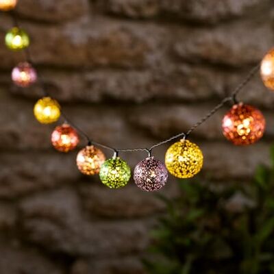 Lights4fun Guirlande lumineuse solaire à 20 LED Blanc chaud Rechargeable par USB Guirlande lumineuse solaire marocaine pour décoration extérieure Ramadan Lights4fun Guirlande lumineuse solaire à 20 LED Blanc chaud Rechargeable par USB Guirlande lumineuse solaire marocaine pour décoration extérieure Ramadan