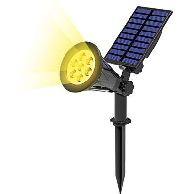 Sun Spot solaire à 7 LED, super lumineux, jaune 3000 K, marche/arrêt automatique, angle réglable à 180°, appliques murales d'extérieur étanches pour jardin, terrasse, arbre, terrasse Sun Spot solaire à 7 LED, super lumineux, jaune 3000 K, marche/arrêt automatique, angle réglable à 180°, appliques murales d'extérieur étanches pour jardin, terrasse, arbre, terrasse