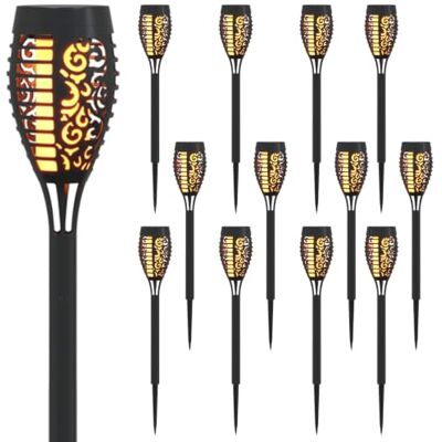 vidaXL Lampes solaires extérieures avec pique de sol 12 pc Blanc chaud vidaXL Lampes solaires extérieures avec pique de sol 12 pc Blanc chaud