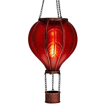 Bonetti Montgolfière solaire à LED avec effet flamme Lampion avec 20 lumières blanc chaud Lanterne de jardin à suspendre Chaîne en métal incluse Hauteur totale : environ 40,5 cm (rouge) Bonetti Montgolfière solaire à LED avec effet flamme Lampion avec 20 lumières blanc chaud Lanterne de jardin à suspendre Chaîne en métal incluse Hauteur totale : environ 40,5 cm (rouge)