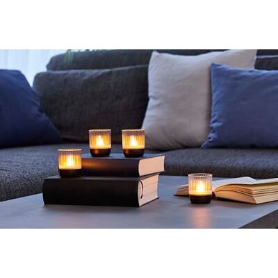 Northpoint Lot de 4 lampes de salon LED sans fil avec capteur tactile pour l'intérieur et l'extérieur Effet scintillant RGBW Transparent Noir Northpoint Lot de 4 lampes de salon LED sans fil avec capteur tactile pour l'intérieur et l'extérieur Effet scintillant RGBW Transparent Noir