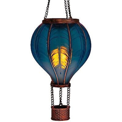 Bonetti Montgolfière solaire à LED avec effet flamme Lampion avec 20 lumières blanc chaud Lanterne de jardin à suspendre Chaîne en métal incluse Hauteur totale : environ 40,5 cm (bleu) Bonetti Montgolfière solaire à LED avec effet flamme Lampion avec 20 lumières blanc chaud Lanterne de jardin à suspendre Chaîne en métal incluse Hauteur totale : environ 40,5 cm (bleu)