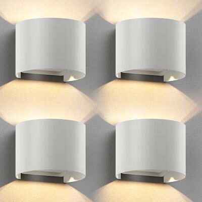 ledscom.de 4x Applique RUNEL pour l'extérieur, IP65, up/downlight, blanc mat, ronde, 1x G9 max. 10W ledscom.de 4x Applique RUNEL pour l'extérieur, IP65, up/downlight, blanc mat, ronde, 1x G9 max. 10W