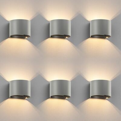 ledscom.de 6x Applique RUNEL pour l'extérieur, IP65, Up-/Downlight, gris mat, ronde, 1x G9 max. 10W ledscom.de 6x Applique RUNEL pour l'extérieur, IP65, Up-/Downlight, gris mat, ronde, 1x G9 max. 10W