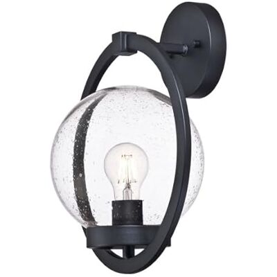 Westinghouse Lighting 6580440 Luminaire mural d'extérieur Palm Beach LED compatible à une lampe, finition en noir texturé avec verre granuleux clair Westinghouse Lighting 6580440 Luminaire mural d'extérieur Palm Beach LED compatible à une lampe, finition en noir texturé avec verre granuleux clair