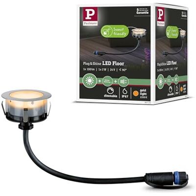 Paulmann 94721 luminaire d'extérieur LED Plug & Shine encastré de sol Floor respectueux insectes IP67 2200K 2W Argent rond gradable acier Paulmann 94721 luminaire d'extérieur LED Plug & Shine encastré de sol Floor respectueux insectes IP67 2200K 2W Argent rond gradable acier