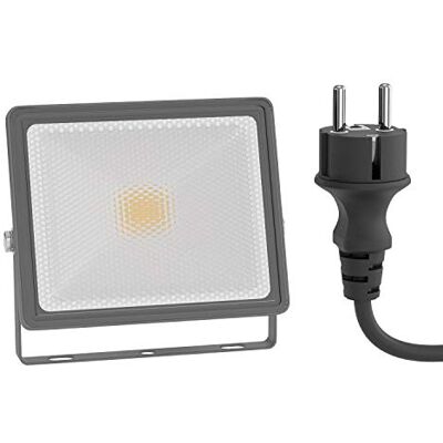 ledscom.de Projecteur de jardin LED FLIN pour l'extérieur, IP66, prise, gris, 11,5 W, 837lm, blanc chaud ledscom.de Projecteur de jardin LED FLIN pour l'extérieur, IP66, prise, gris, 11,5 W, 837lm, blanc chaud