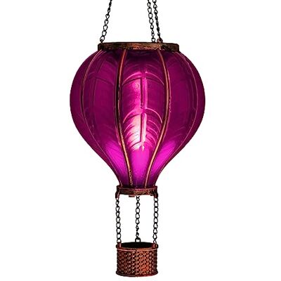Bonetti Montgolfière solaire à LED avec effet flamme Lampion avec 20 lumières blanc chaud Lanterne de jardin à suspendre Chaîne en métal incluse Hauteur totale : environ 40,5 cm (violet) Bonetti Montgolfière solaire à LED avec effet flamme Lampion avec 20 lumières blanc chaud Lanterne de jardin à suspendre Chaîne en métal incluse Hauteur totale : environ 40,5 cm (violet)