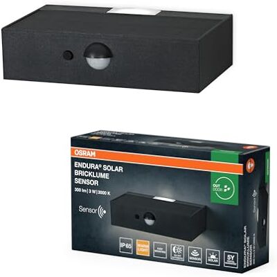 OSRAM Capteur ENDURA STYLE BRICKLUME, lampe solaire, 3W, 300lm, gris, gris foncé, éclairage indirect, détecteur de mouvement, capteur de lumière du jour, IP65, temp. de couleur 3000K, blanc chaud OSRAM Capteur ENDURA STYLE BRICKLUME, lampe solaire, 3W, 300lm, gris, gris foncé, éclairage indirect, détecteur de mouvement, capteur de lumière du jour, IP65, temp. de couleur 3000K, blanc chaud