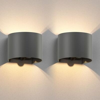 ledscom.de 2x Applique murale RUNEL pour l'extérieur, IP65, Up-/Downlight, détecteur de mouvement, anthracite mat, ronde, 1x G9 max. 10W ledscom.de 2x Applique murale RUNEL pour l'extérieur, IP65, Up-/Downlight, détecteur de mouvement, anthracite mat, ronde, 1x G9 max. 10W