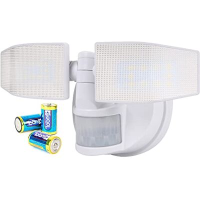 Northpoint Projecteur LED à piles avec détecteur de mouvement réglable et orientable 400 lm Protection contre les projections d'eau 5000 K Blanc froid Avec 3 piles C (blanc) Northpoint Projecteur LED à piles avec détecteur de mouvement réglable et orientable 400 lm Protection contre les projections d'eau 5000 K Blanc froid Avec 3 piles C (blanc)