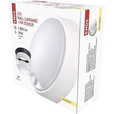 EMOS Plafonnier LED rond noir / blanc capteur PIR 14 W / lumière blanc chaud 215 x 80 mm de diamètre EMOS Plafonnier LED rond noir / blanc capteur PIR 14 W / lumière blanc chaud 215 x 80 mm de diamètre