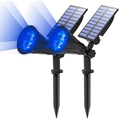 Sun Spot Solaire 2 Packs Lampe Extérieur 4 LED, Etanche IP65, 2 Modes Éclairage, 180° Réglable, Eclairage Solaire pour Arbre, Jardin, Chemin(Bleu) Sun Spot Solaire 2 Packs Lampe Extérieur 4 LED, Etanche IP65, 2 Modes Éclairage, 180° Réglable, Eclairage Solaire pour Arbre, Jardin, Chemin(Bleu)