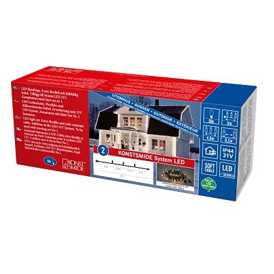 Konstsmide Extension du système LED : guirlande lumineuse, dépolie, 50 diodes blanc chaud, extérieur (IP44), 0,65 W, câble souple noir. Konstsmide Extension du système LED : guirlande lumineuse, dépolie, 50 diodes blanc chaud, extérieur (IP44), 0,65 W, câble souple noir.