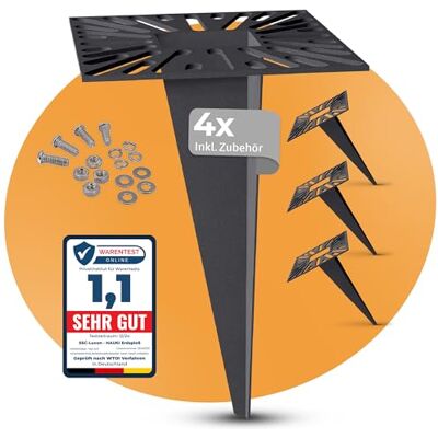 SSC-LUXon HAUKI Lot de 4 piquets universels pour lampe de jardin, prises, lampadaires, lampes de jardin Ancrage au sol Fixation de jardin avec vis et accessoires SSC-LUXon HAUKI Lot de 4 piquets universels pour lampe de jardin, prises, lampadaires, lampes de jardin Ancrage au sol Fixation de jardin avec vis et accessoires