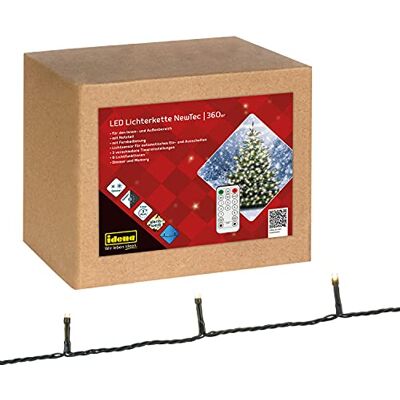 Idena 31339 LED Lichter-Kette NewTec mit 360 LED in Warmweiß, mit 8 Licht-, 4 Dimmer- und Memoryfunktionen, Lichtsensor und 3 Timereinstellungen, als Deko für Fenster, Wände und zu Weihnachten Idena 31339 LED Lichter-Kette NewTec mit 360 LED in Warmweiß, mit 8 Licht-, 4 Dimmer- und Memoryfunktionen, Lichtsensor und 3 Timereinstellungen, als Deko für Fenster, Wände und zu Weihnachten