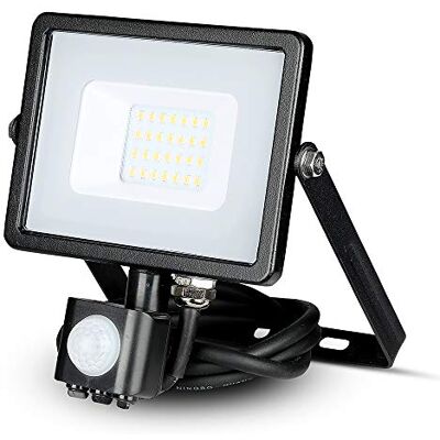 V-TAC VT-20-S-W, Projecteur LED Puce Samsung 20 W avec détecteur de mouvement et crépusculaire et interrupteur manuel de verrouillage couleur noir 4000 K IP65 V-TAC VT-20-S-W, Projecteur LED Puce Samsung 20 W avec détecteur de mouvement et crépusculaire et interrupteur manuel de verrouillage couleur noir 4000 K IP65