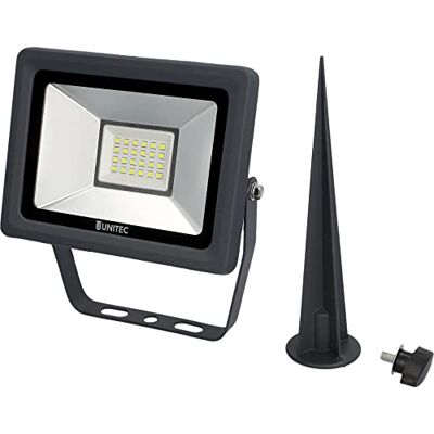 Unitec Spot LED avec piquet de terre 20 W, 1600 lumens, câble de 1,8 m, 6500 K, anthracite, IP65, aluminium moulé sous pression, verre de sécurité, classe d'efficacité énergétique A+ Unitec Spot LED avec piquet de terre 20 W, 1600 lumens, câble de 1,8 m, 6500 K, anthracite, IP65, aluminium moulé sous pression, verre de sécurité, classe d'efficacité énergétique A+