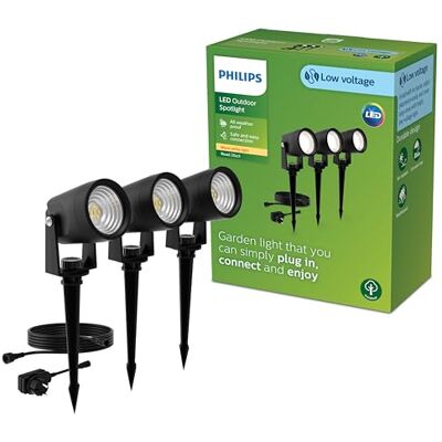 Philips Reuel GardenLink 3-pack Sokkellamp met spies 24V Warm wit licht; 2700K Zwart Tuinpadverlichting Philips Reuel GardenLink 3-pack Sokkellamp met spies 24V Warm wit licht; 2700K Zwart Tuinpadverlichting