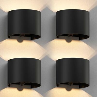 ledscom.de 4x Applique murale RUNEL pour l'extérieur, IP65, Up-/Downlight, détecteur de mouvement, noir mat, ronde, 1x G9 max. 10W ledscom.de 4x Applique murale RUNEL pour l'extérieur, IP65, Up-/Downlight, détecteur de mouvement, noir mat, ronde, 1x G9 max. 10W