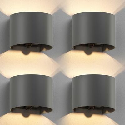 ledscom.de 4x Applique murale RUNEL pour l'extérieur, IP65, Up-/Downlight, détecteur de mouvement, anthracite mat, ronde, 1x G9 max. 10W ledscom.de 4x Applique murale RUNEL pour l'extérieur, IP65, Up-/Downlight, détecteur de mouvement, anthracite mat, ronde, 1x G9 max. 10W