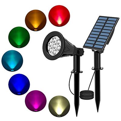 Sun Spots solaires d'Halloween, 7 LED à changement de couleur, étanches, marche/arrêt automatique, angle réglable à 180°, installation séparée pour extérieur/intérieur Sun Spots solaires d'Halloween, 7 LED à changement de couleur, étanches, marche/arrêt automatique, angle réglable à 180°, installation séparée pour extérieur/intérieur
