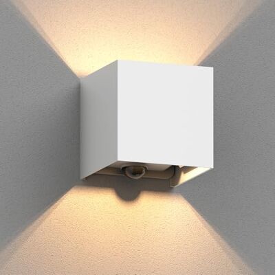 ledscom.de Applique murale CUBEL pour l'extérieur, IP65, up/downlight, détecteur de mouvement, blanc mat, carré, 1x G9 max. 10W ledscom.de Applique murale CUBEL pour l'extérieur, IP65, up/downlight, détecteur de mouvement, blanc mat, carré, 1x G9 max. 10W