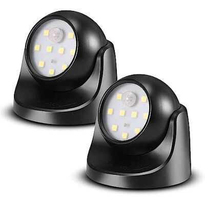 Proxinova Lot de 2 lampes de sécurité LED avec détecteur de mouvement PIR, projecteur LED lumineux 150 lumens, lumières d'extérieur sans fil alimentées par piles, lumières d'extérieur Proxinova Lot de 2 lampes de sécurité LED avec détecteur de mouvement PIR, projecteur LED lumineux 150 lumens, lumières d'extérieur sans fil alimentées par piles, lumières d'extérieur