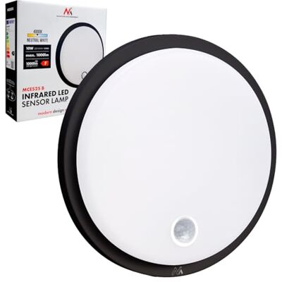 Maclean MCE525 B plafonnier LED 10W avec détecteur de mouvement PIR IP65 1000 lm lumière blanche neutre 4000K pour intérieur et extérieur noir Maclean MCE525 B plafonnier LED 10W avec détecteur de mouvement PIR IP65 1000 lm lumière blanche neutre 4000K pour intérieur et extérieur noir