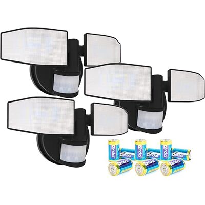 Northpoint Lot de 3 spots LED à piles avec détecteur de mouvement réglables et orientables 400 lm Protection contre les éclaboussures 5000 K Blanc froid (noir) Northpoint Lot de 3 spots LED à piles avec détecteur de mouvement réglables et orientables 400 lm Protection contre les éclaboussures 5000 K Blanc froid (noir)