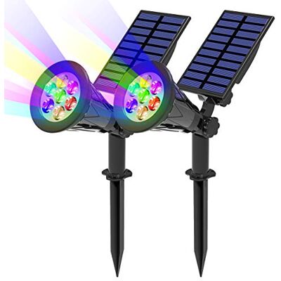 Sun 7 LED Lampe Solaire 2Packs Projecteur avec 7 Couleurs Changent Extérieur sans Fil Etanche IP65 Lampe Jardin 180° Réglable Spot pour Jardin, Cour, Chemin Sun 7 LED Lampe Solaire 2Packs Projecteur avec 7 Couleurs Changent Extérieur sans Fil Etanche IP65 Lampe Jardin 180° Réglable Spot pour Jardin, Cour, Chemin